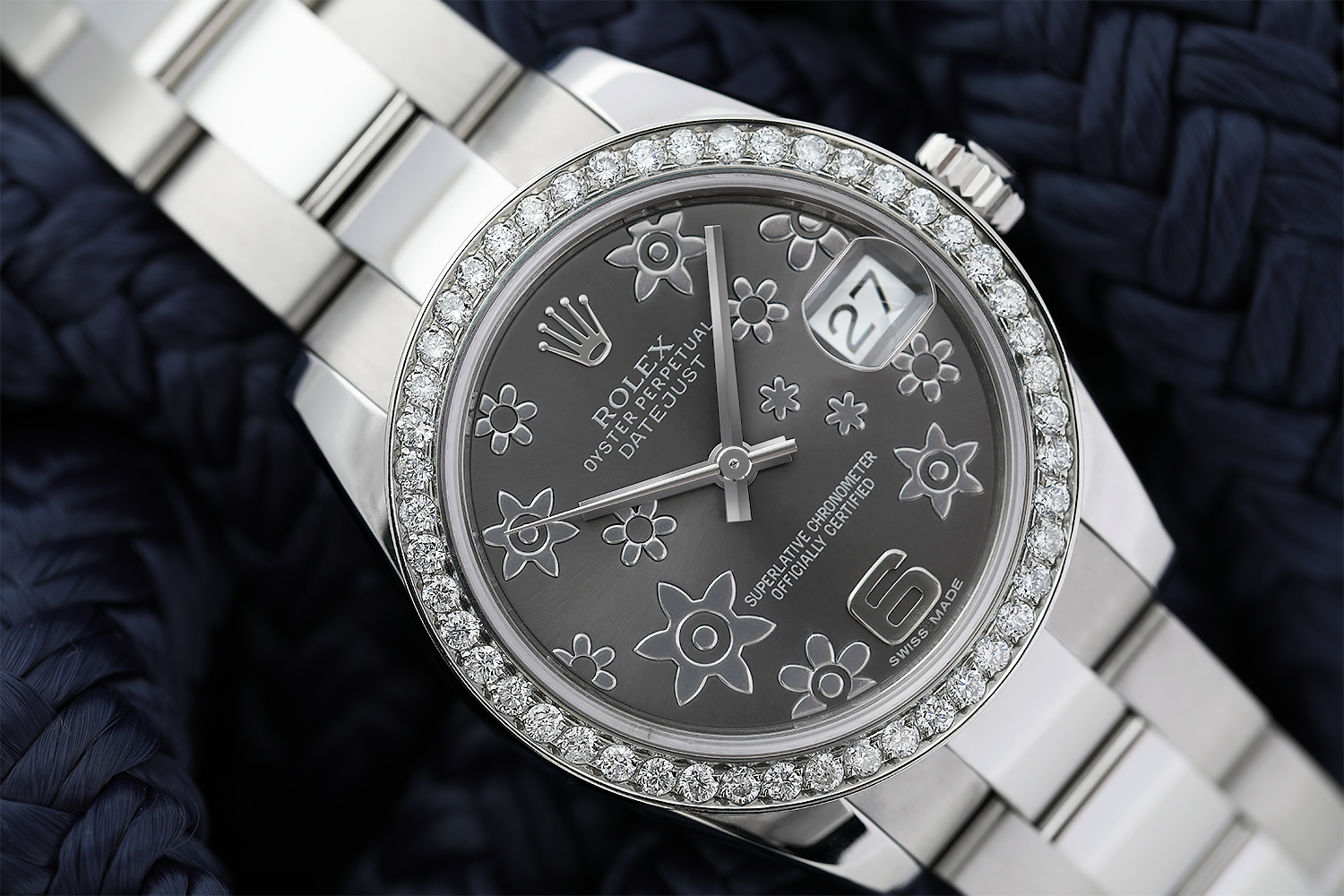 Rolex Lady-Datejust 31mm Stainless Steel Grey Flowe Dial with Diamond Bezel