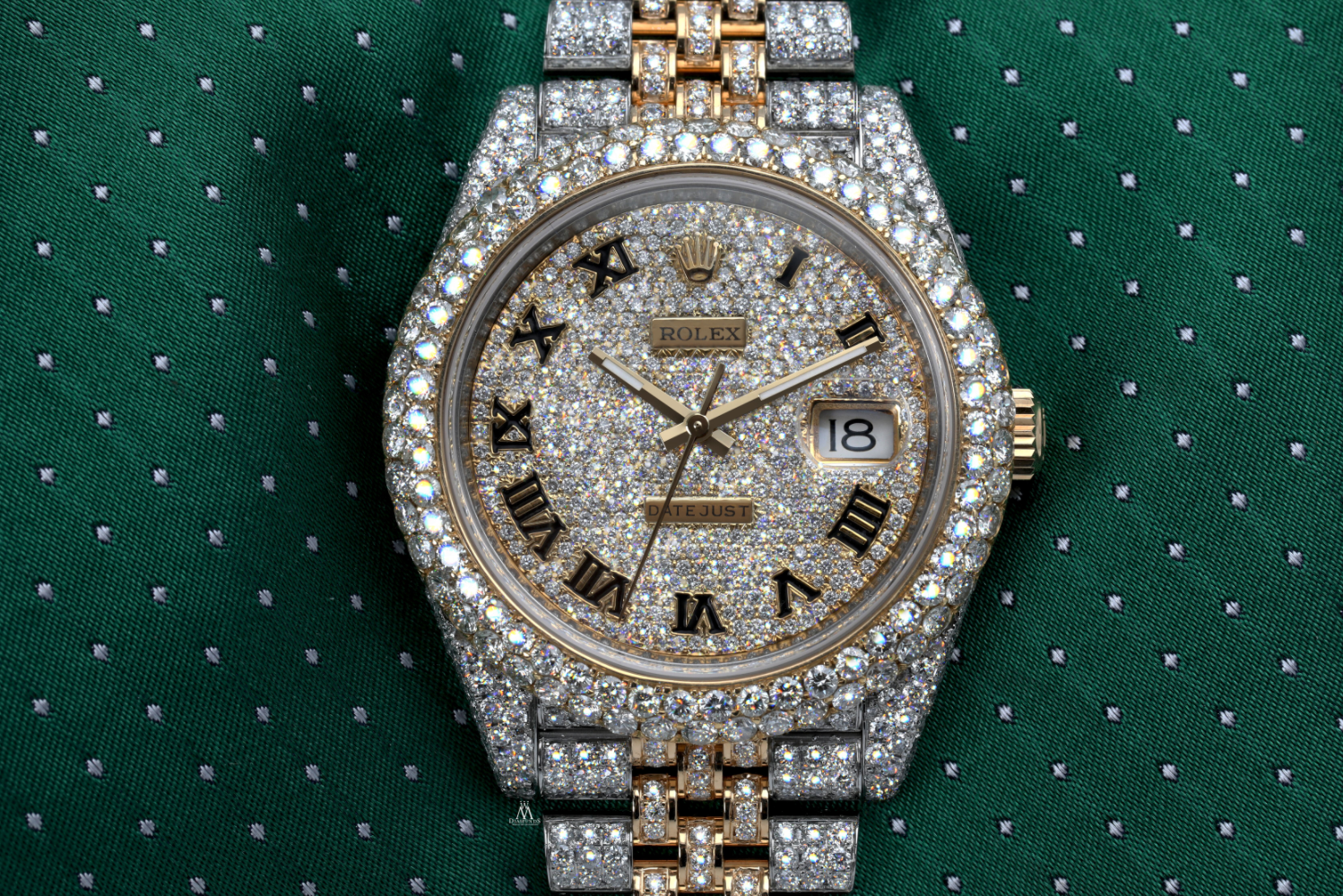 Rolex Custom Diamond Datejust 41mm 126303 Pave Dial Yellow Gold and Stainless Steel Watch