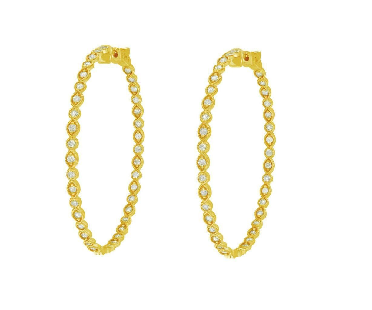 Elegant Diamond Hoop In Yellow Gold Earrings
