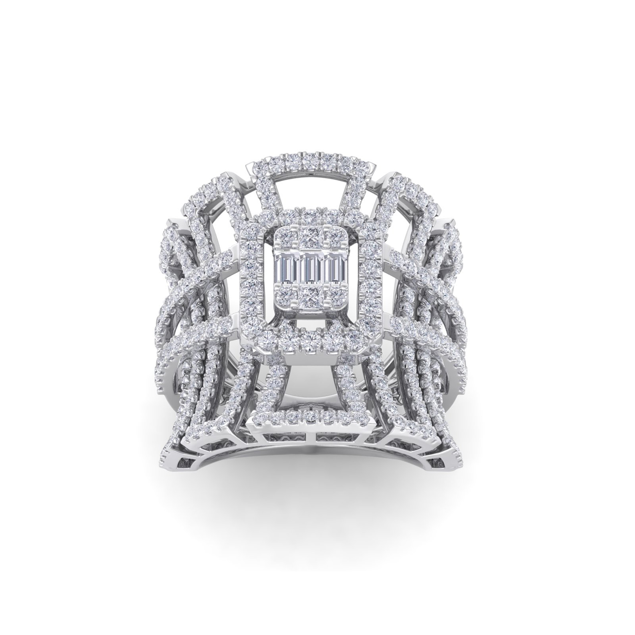 GLAM ® Statement ring in 14K gold with white diamonds of 1.85 ct in weight