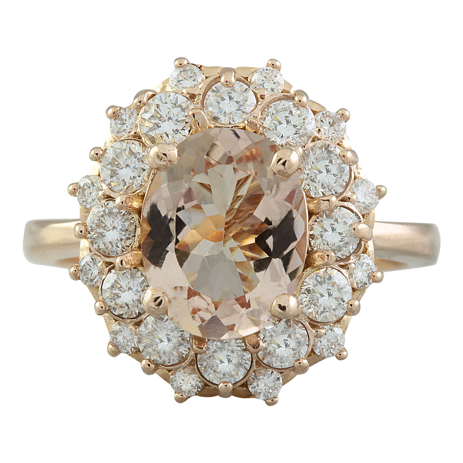 3.90 Carat Morganite 14K Rose Gold Diamond Ring