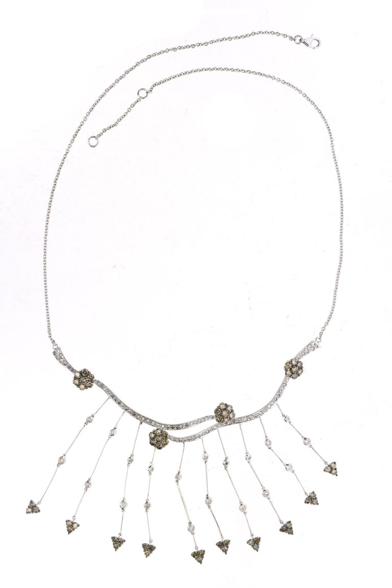 4.51 Carat Fashion White and Brown Diamond Necklace