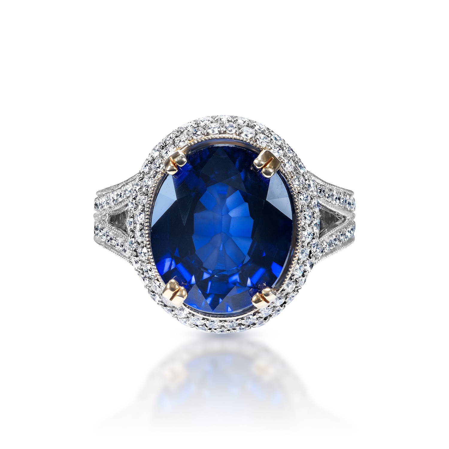 Jocelyn  Carat Oval Cut Blue Sapphire Ring in 18k White Gold