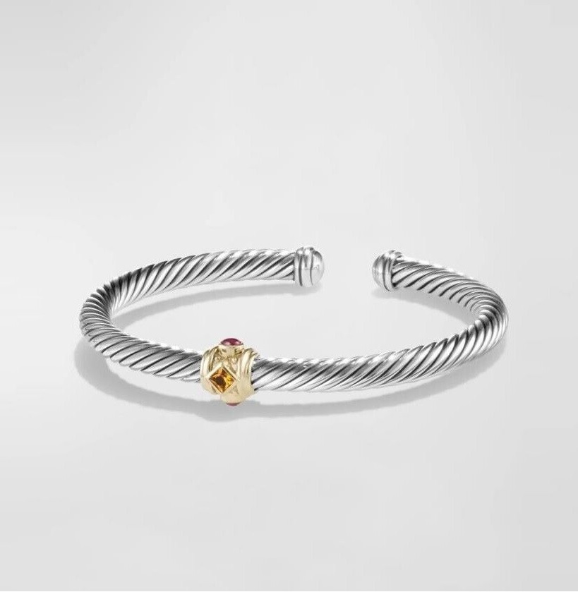 David Yurman Renaissance Bracelet with Citrine, Rhodalite Garnet and 14k Gold