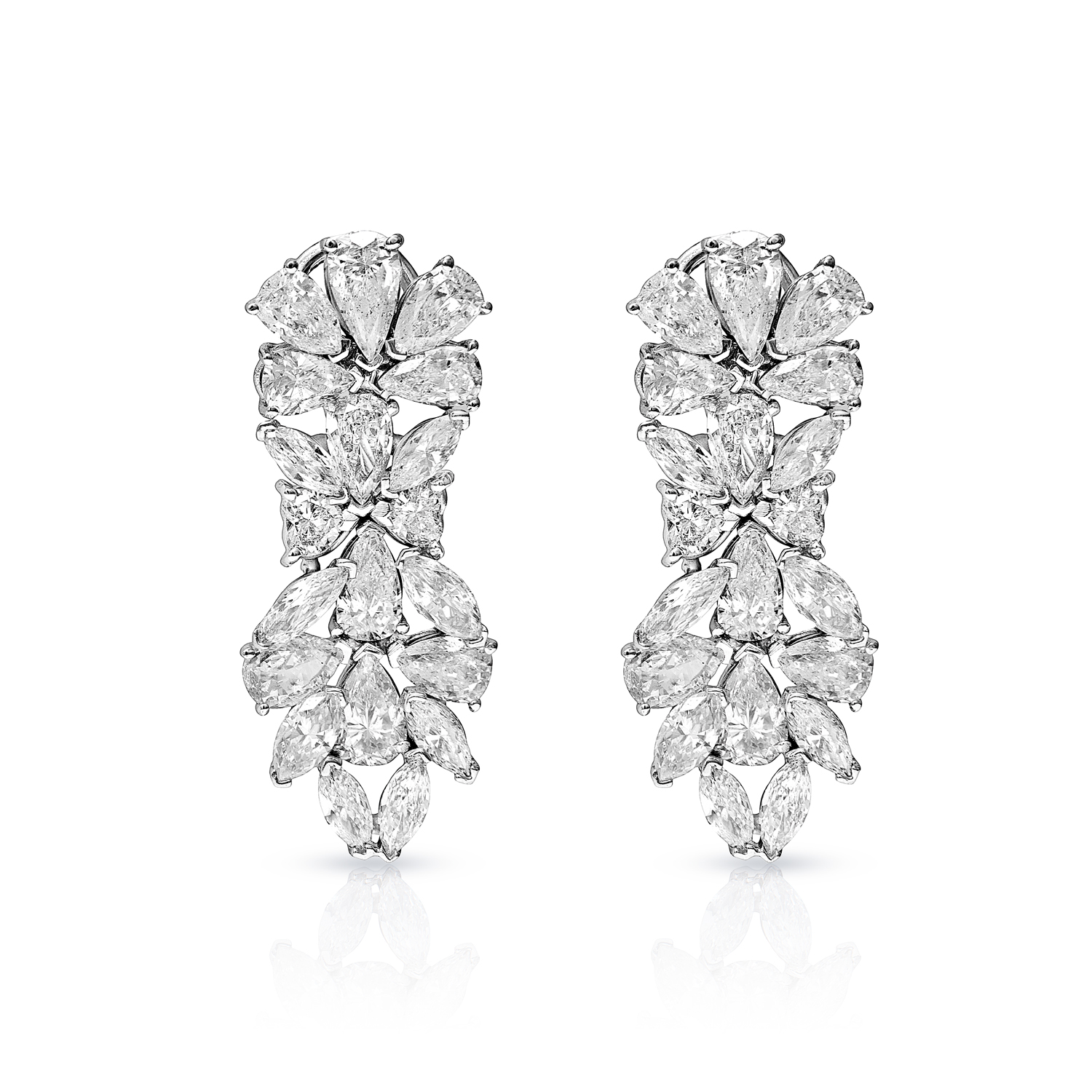 Ellie 13 Carat CMB Diamond Chandelier Earrings in 14 Karat White Gold