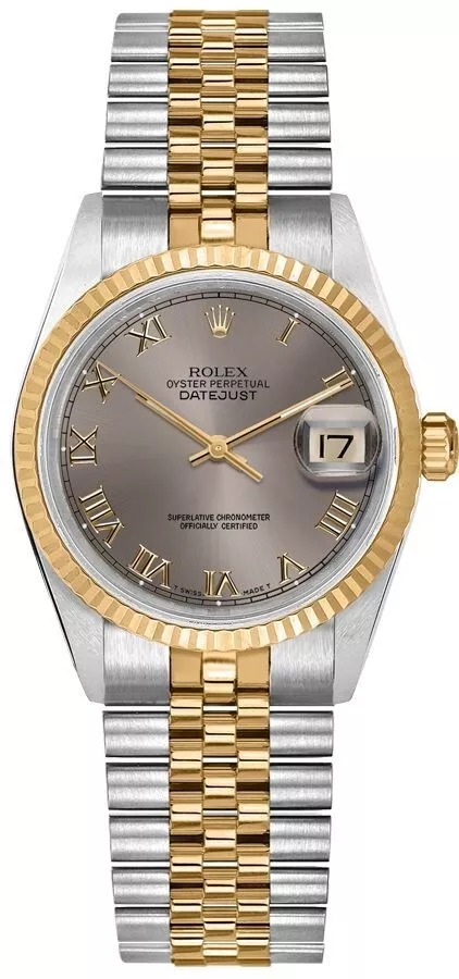 Rolex Datejust 31 Gray Roman Dial Two-Tone Gold & Steel Womens Watch