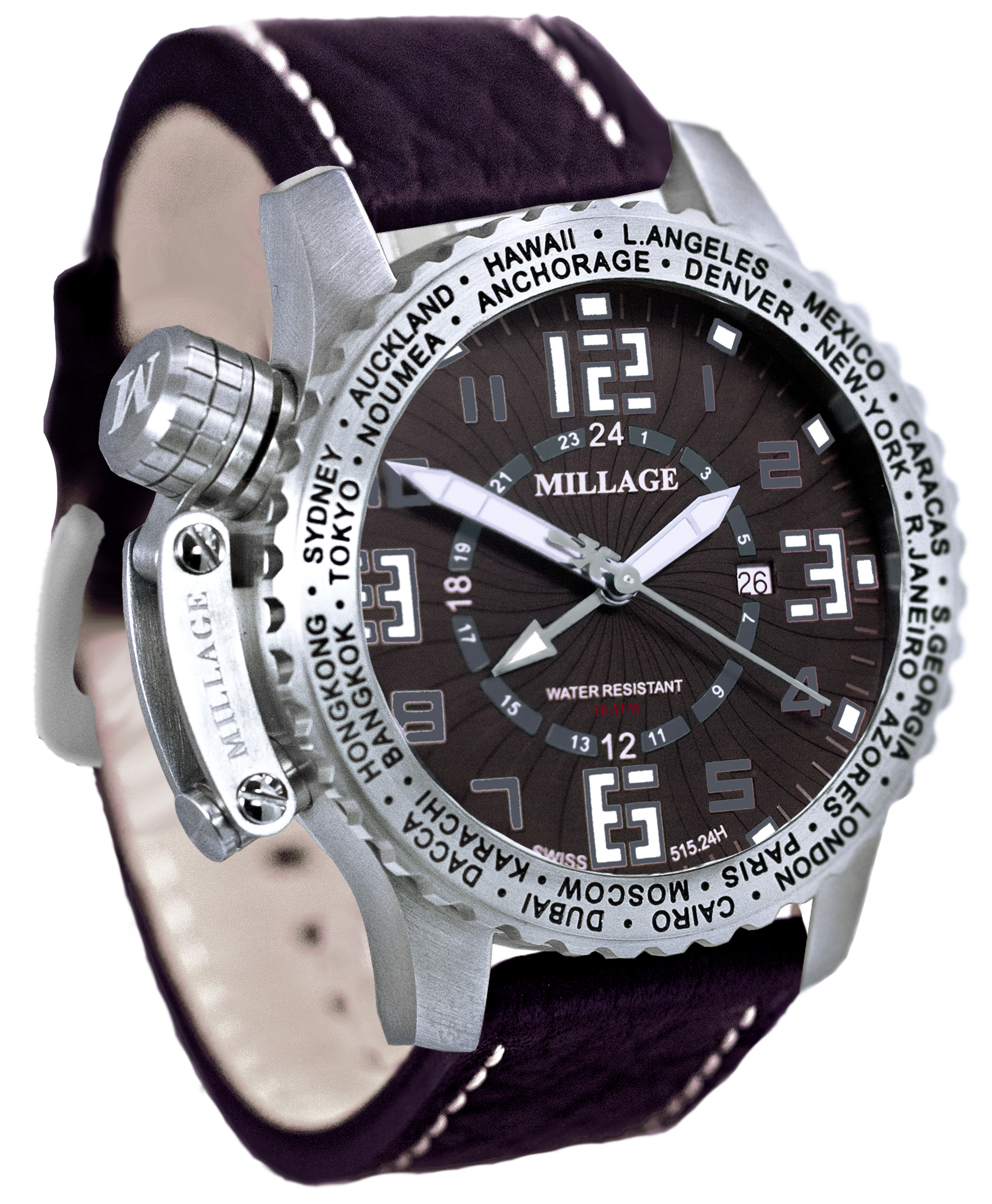 M3726LS-BROWN-BROWN / WHITE/MILLAGE WATCHES