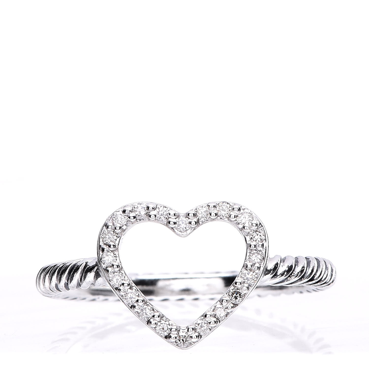 David Yurman Sterling Silver Diamond 10mm Open Heart Ring