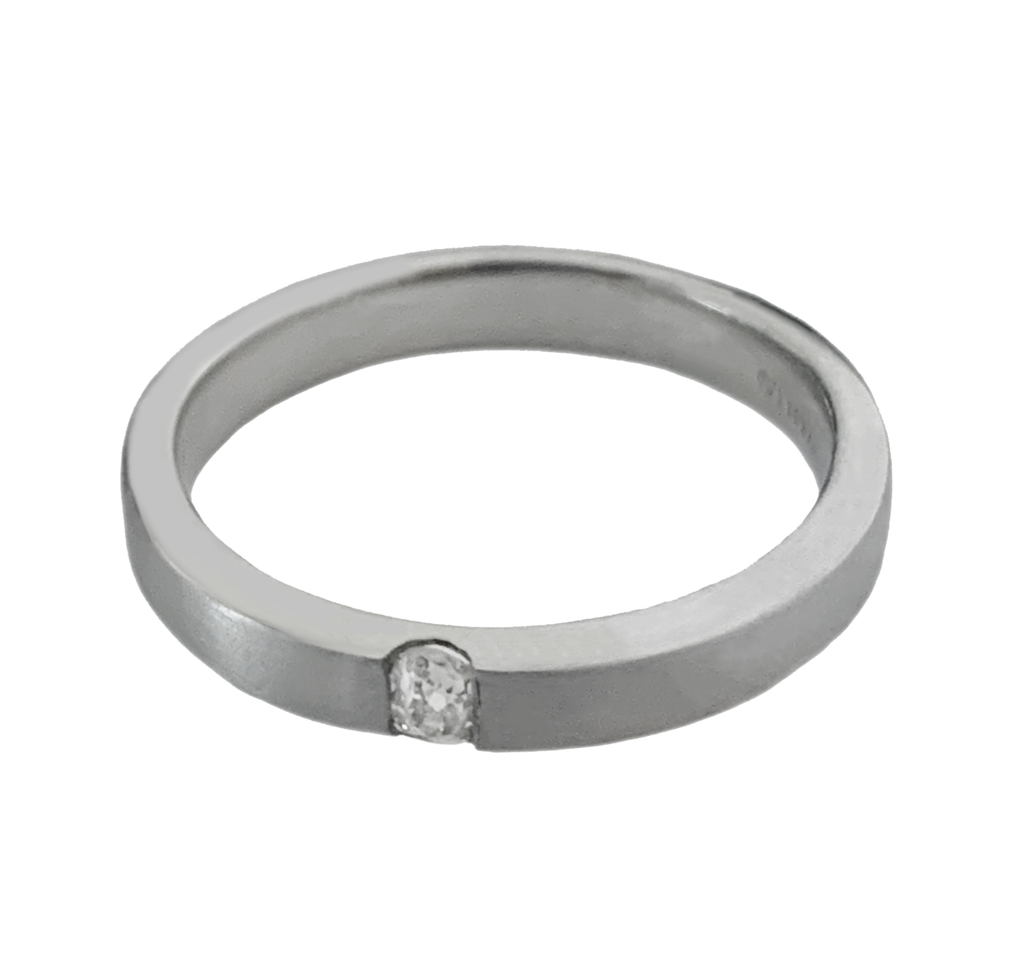 TiffanyCo. Platinum Ring with Diamond, 3mm