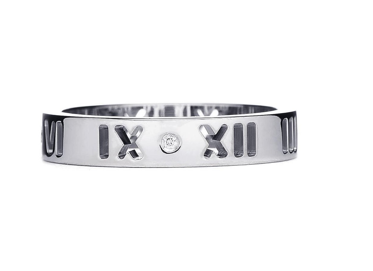 Tiffany&Co. 18k White Gold Diamond Atlas Pierced Ring, Size 9