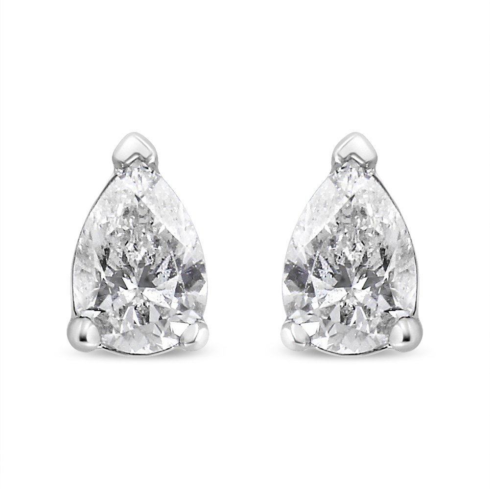 True 14K White Gold 3/4 Cttw Pear Shape Solitaire Lab Grown Diamond Stud Earrings (F-G Color, VS2-SI1 claritys
)