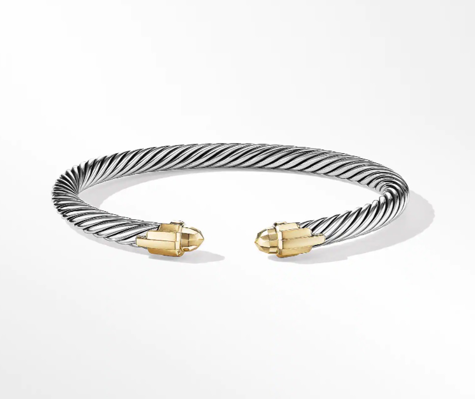 David Yurman Empire Cable Bracelet with 18K Yellow Gold Domes