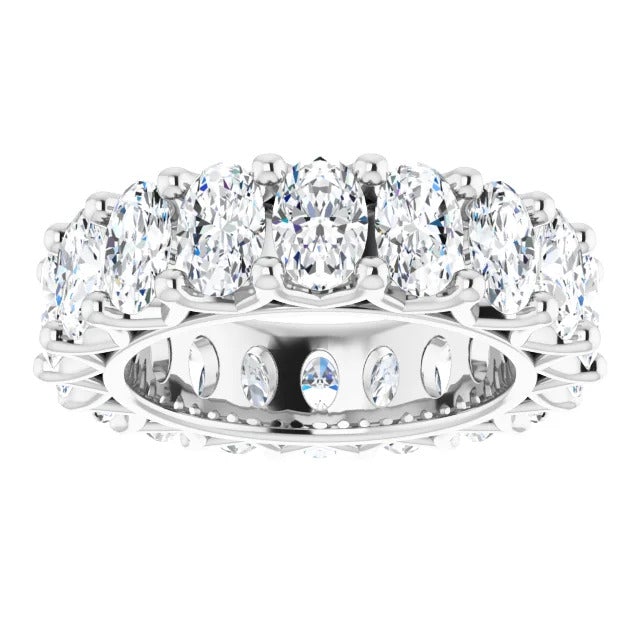 9 CARAT OVAL-CUT DIAMOND ETERNITY RING IN PLATINUM 50 POINTER G COLOR SI1 CLARITY SHARED PRONG BAND BY MIKE NEKTA NYC SIZE 7