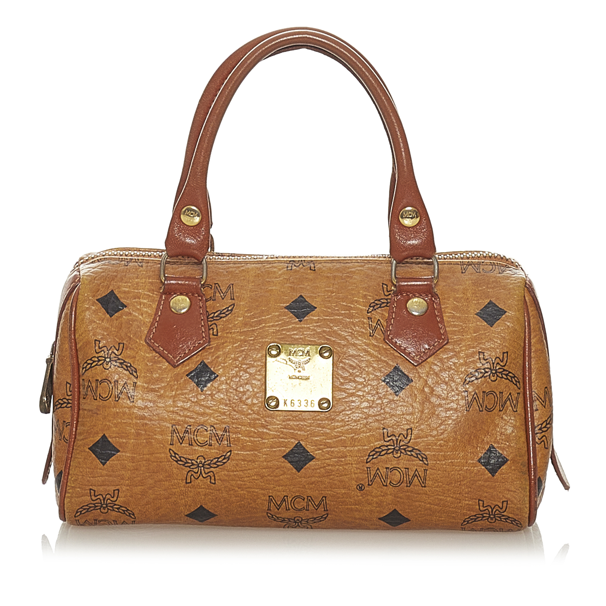MCM Visetos Leather Boston