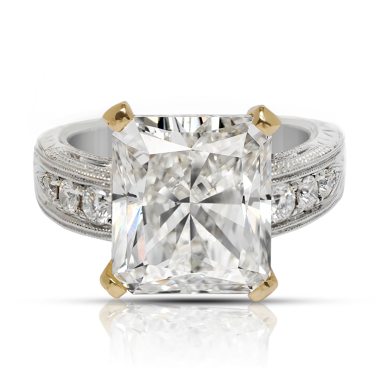 9 CARAT RADIANT CUT F COLOR VS2 CLARITY DIAMOND ENGAGEMENT RING 18K GOLD CERTIFIED 8 CT F VS2 BY MIKE NEKTA
