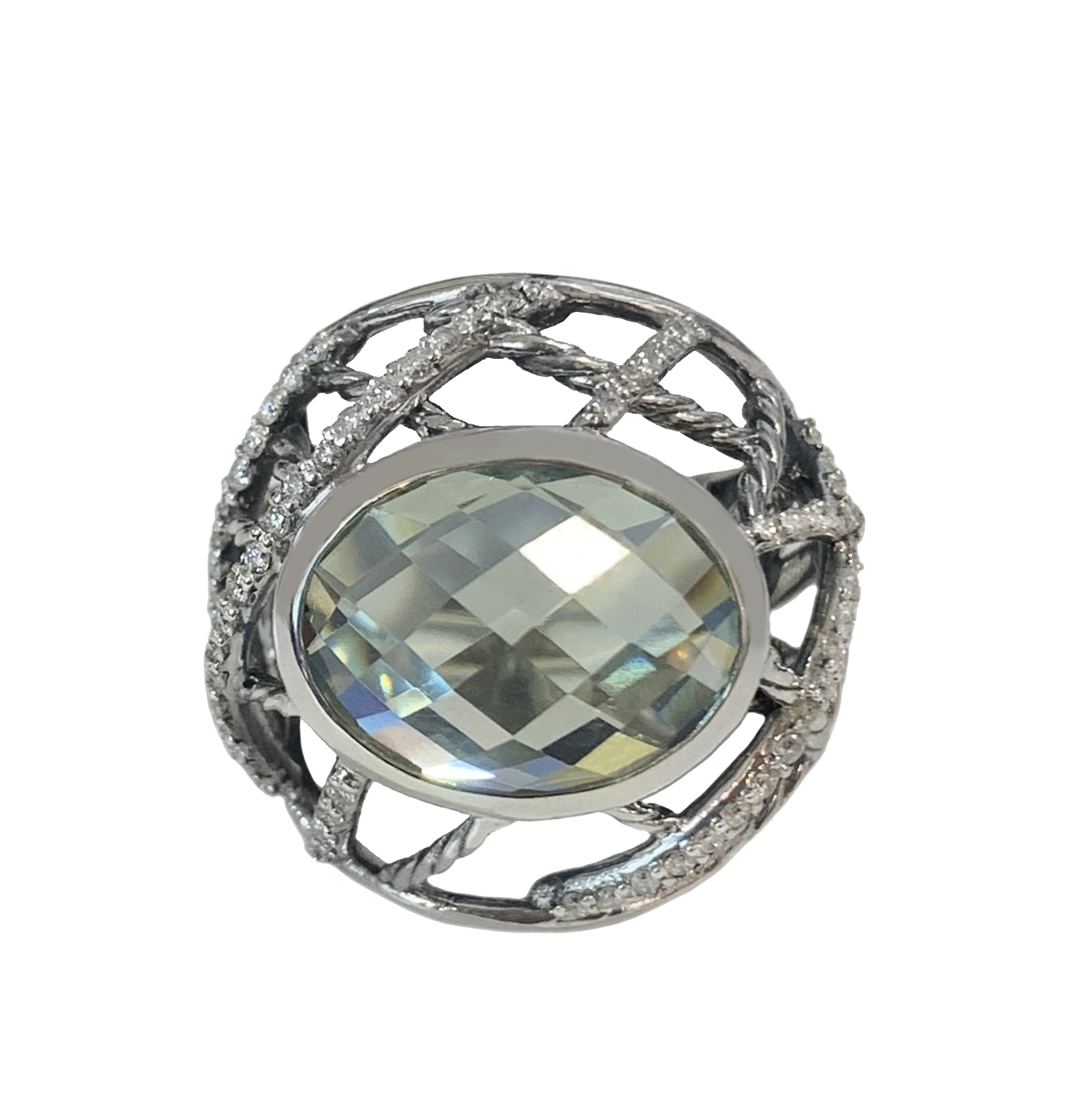David Yurman Prasiolite Ring with Diamonds