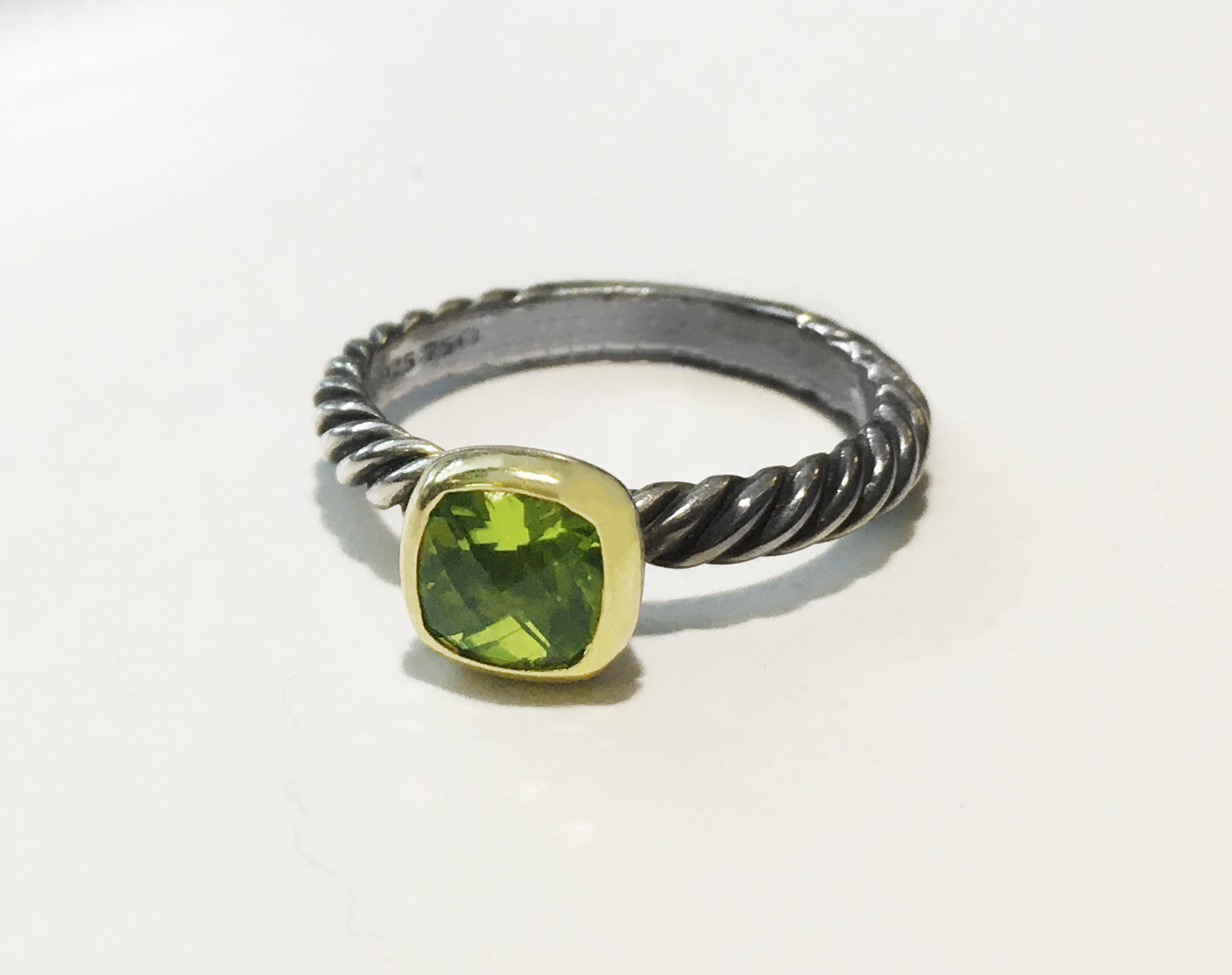 Vintage Rare David Yurman Gold  Sterling Peridot Ring
