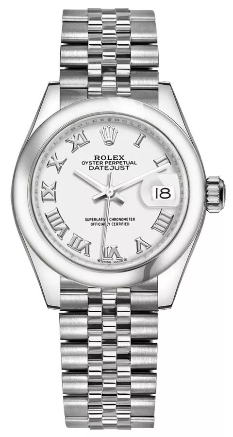 Rolex Lady-Datejust 28 White Roman Dial Jubilee Bracelet Swiss Watch
