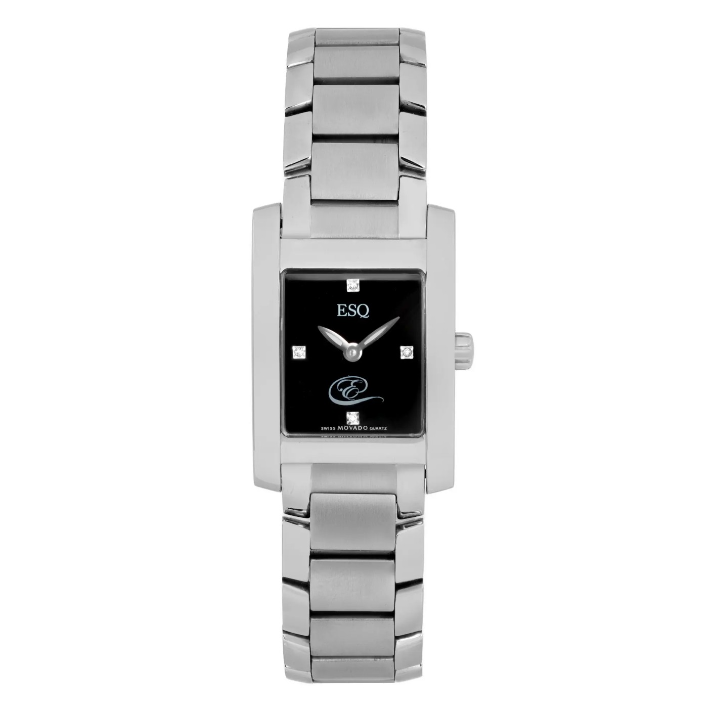ESQ Movado Swiss 21mm Stainless Steel Black Dial Quartz Ladies Watch