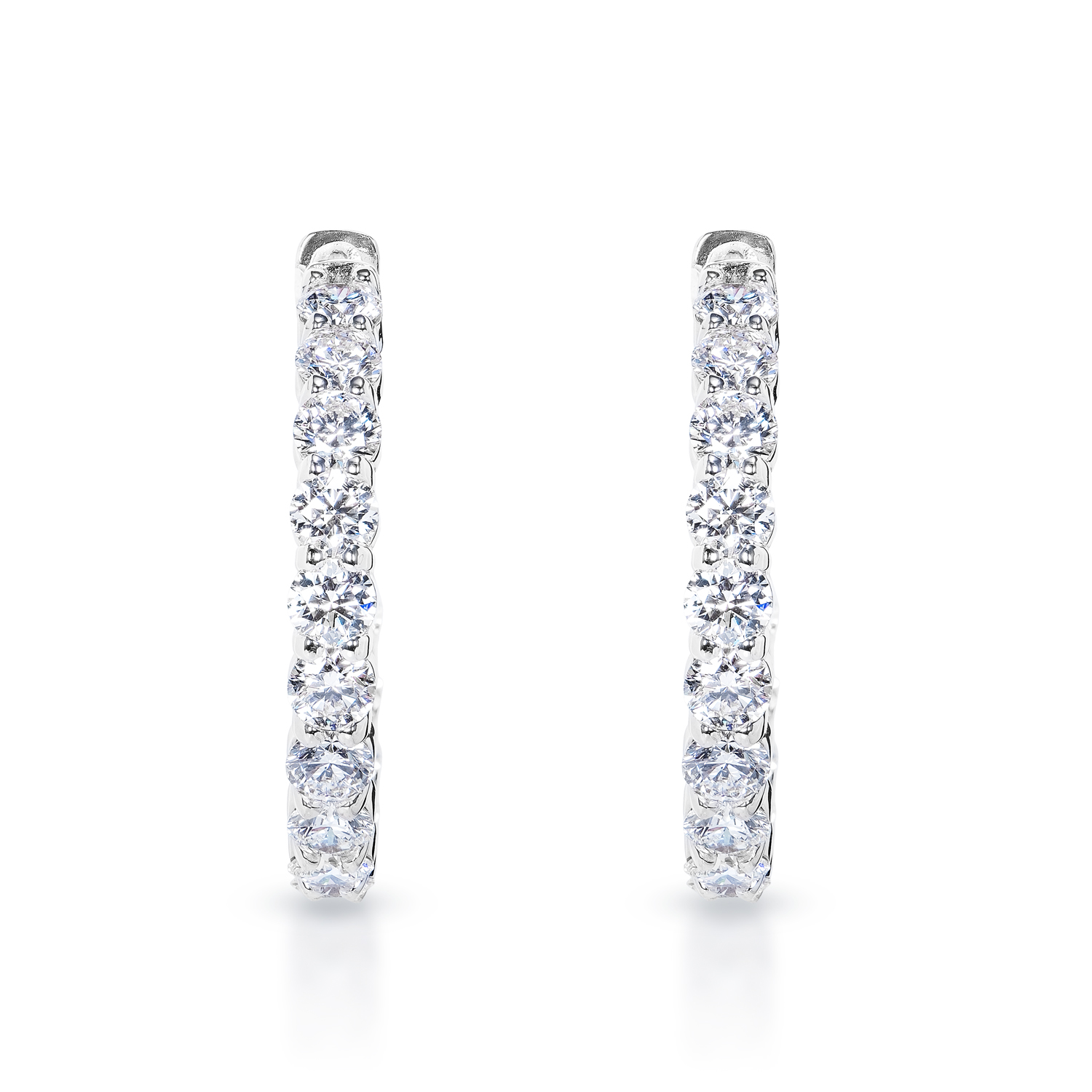 True Ct Round Lab Diamond Hoops 14k White