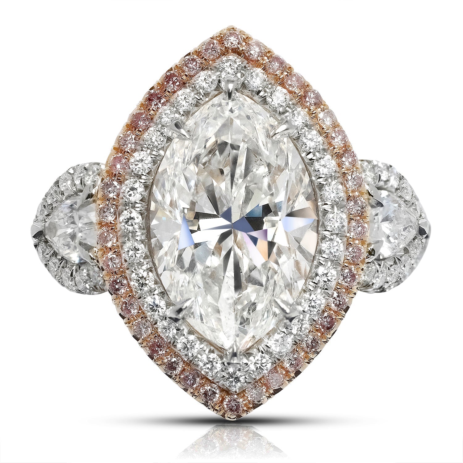8 CARAT MARQUISE CUT J COLOR SI2  CLARITY PINK DIAMOND ENGAGEMENT RING PLATINUM GIA CERTIFIED 4 CT J SI2 BY MIKE NEKTA