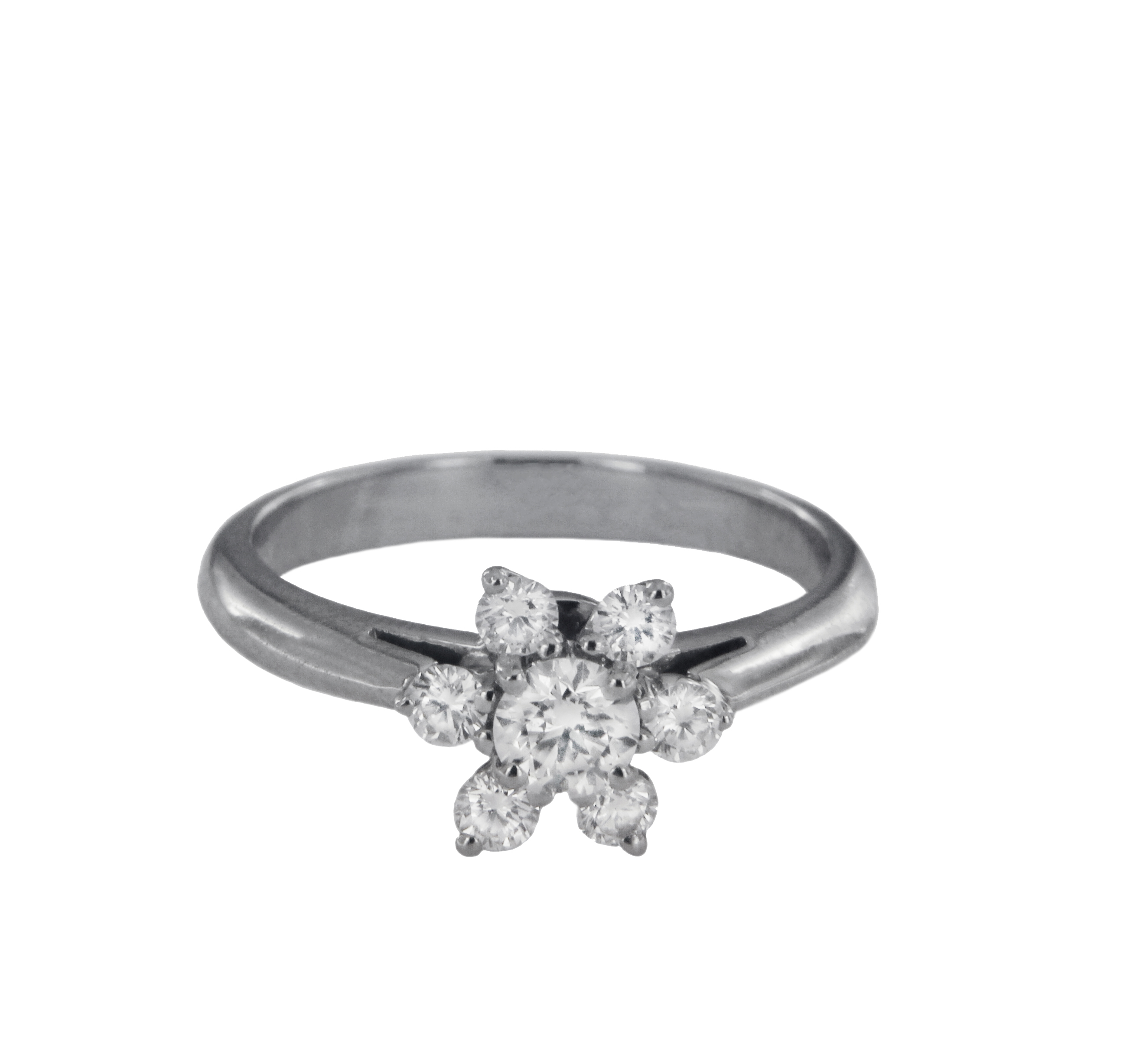 Tiffany  Co. Platinum 0.50ct VS-2 G Color Flower Diamond Ring Size 4.5