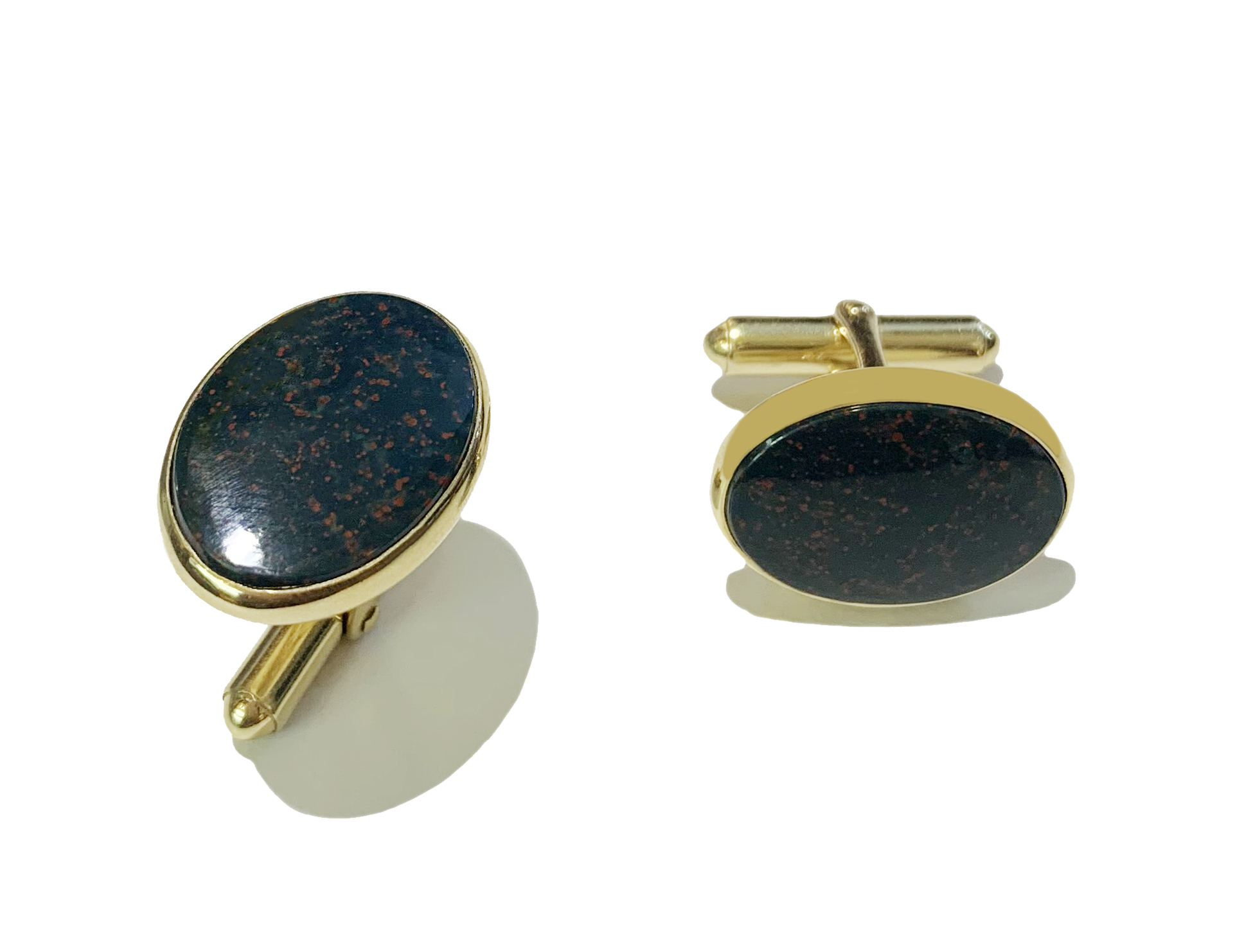 Tiffany  Co. Heliotrope (Bloodstone) 14k Gold Cufflinks