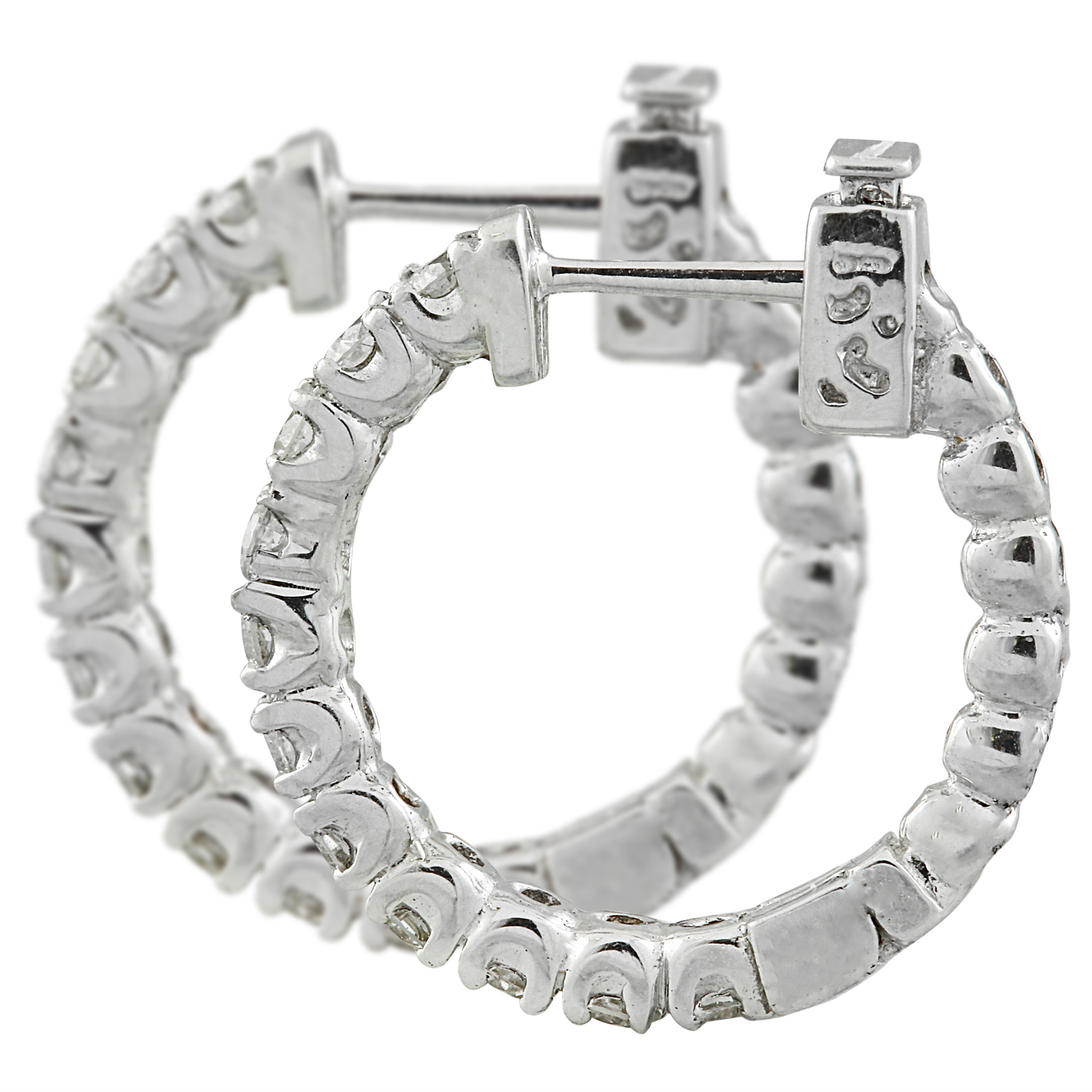 1.10 Carat 14K White Gold Diamond Hoop Earrings