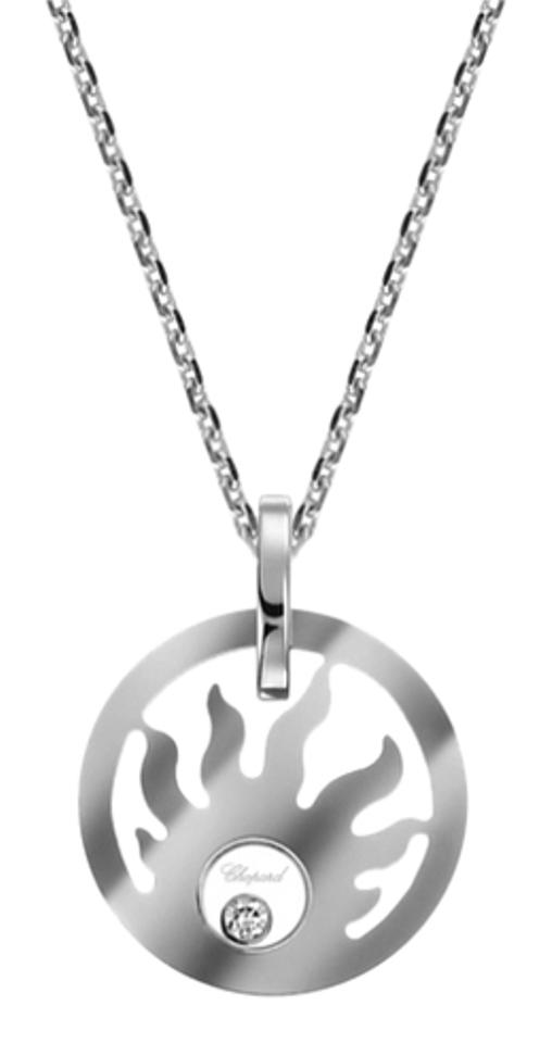 Chopard 18K White Gold  0.03ct Diamond Happy Son Necklace 