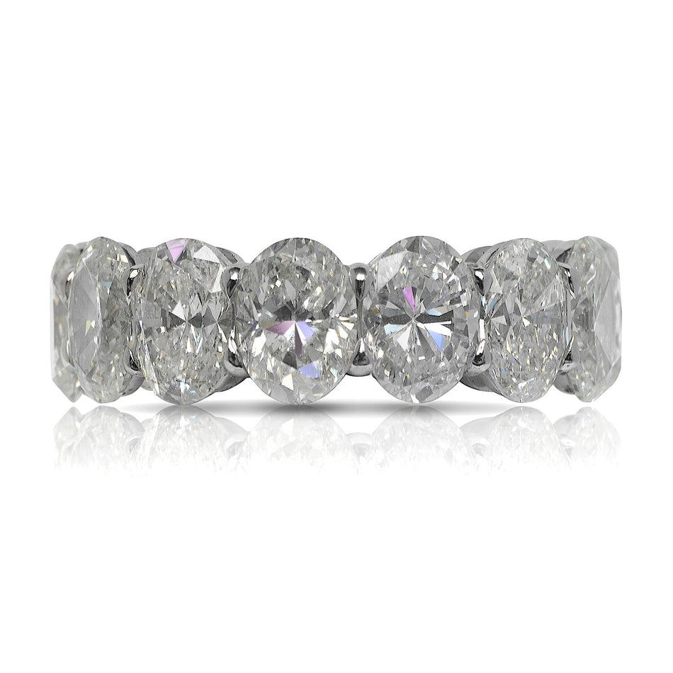11 CARAT OVAL CUT DIAMOND ETERNITY BAND IN 18K WHITE GOLD SHARED PRONG 70 POINTER BY MIKE NEKTA