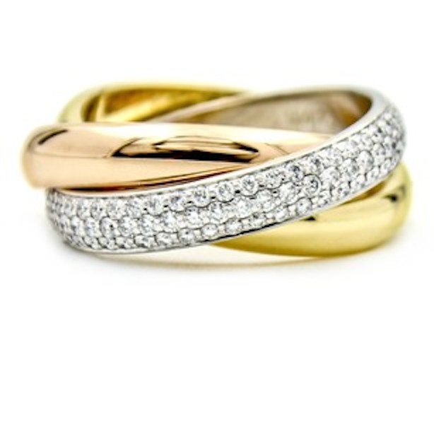 Trinity de Cartier tri gold .99 ct diamond ring siz 54 (just polished by Cartier)