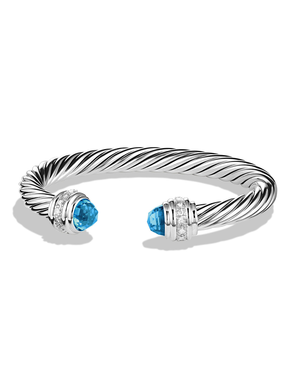 David Yurman Cable Classics Bracelet with Blue Topaz and Diamonds 7mm
