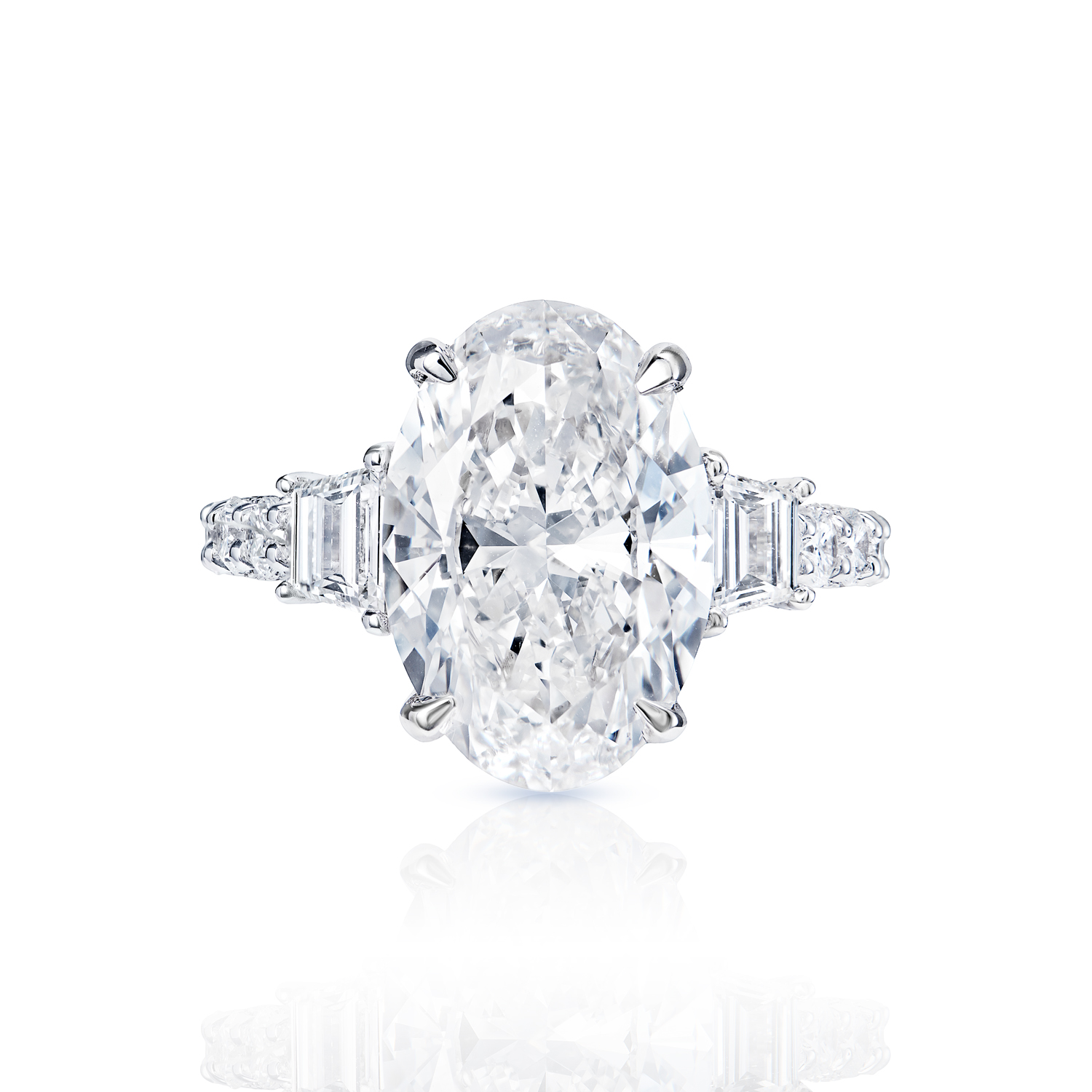 Josie 8 Carat Oval Cut Earth Mined Diamond Engagement Ring in 18k White Gold. GIA