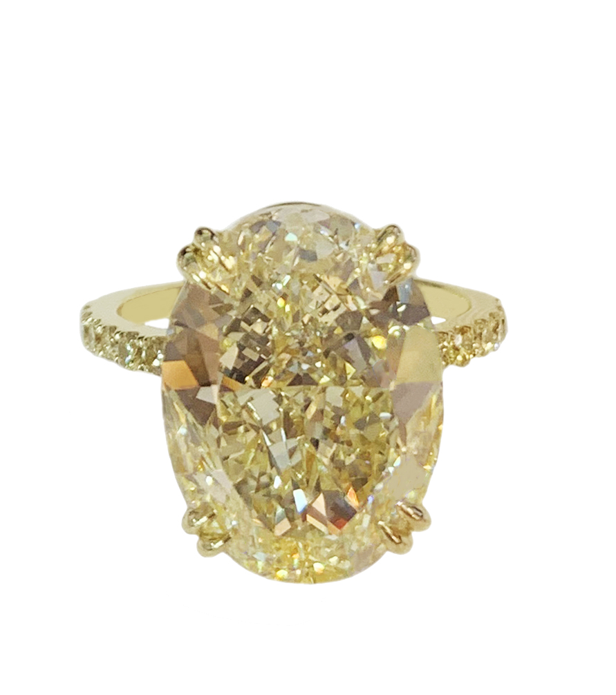 Yellow Oval Diamond 10.02ct Engagement Ring