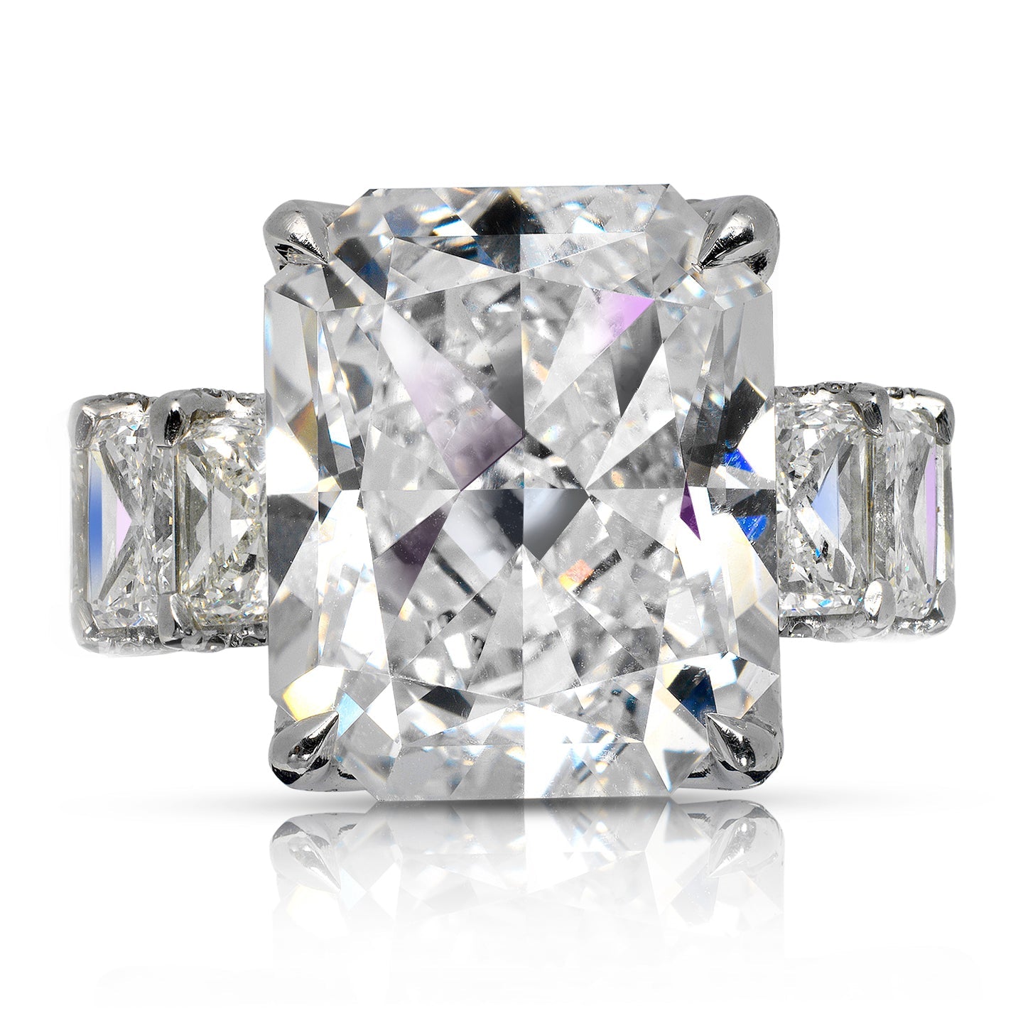 25 CARAT RADIANT CUT E COLOR VVS2 CLARITY DIAMOND ENGAGEMENT RING PLATINUM GIA CERTIFIED 15 CT E VVS2 BY MIKE NEKTA
