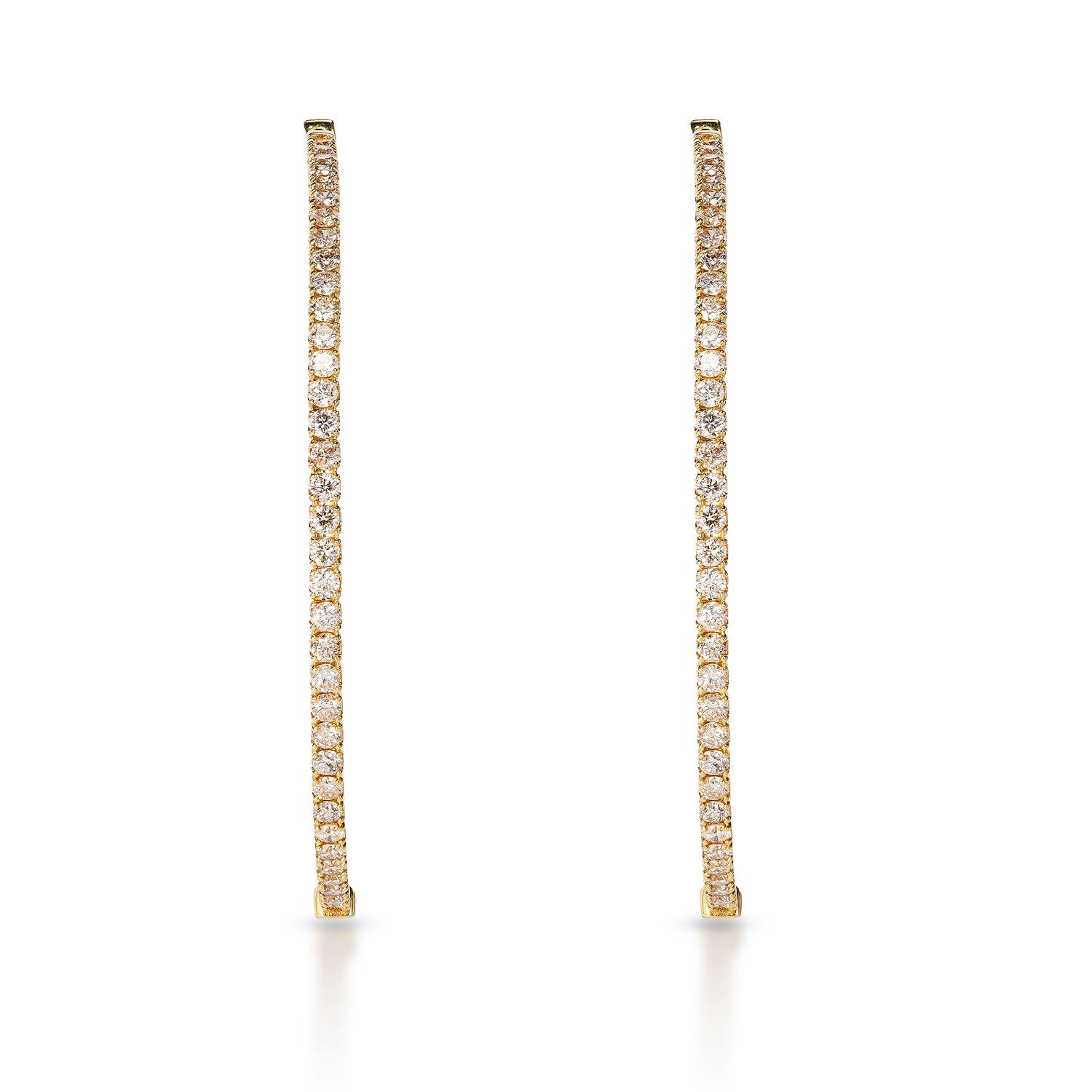 True 4 Carat Round Brilliant Diamond Hoop Earrings in 14k Yellow Gold