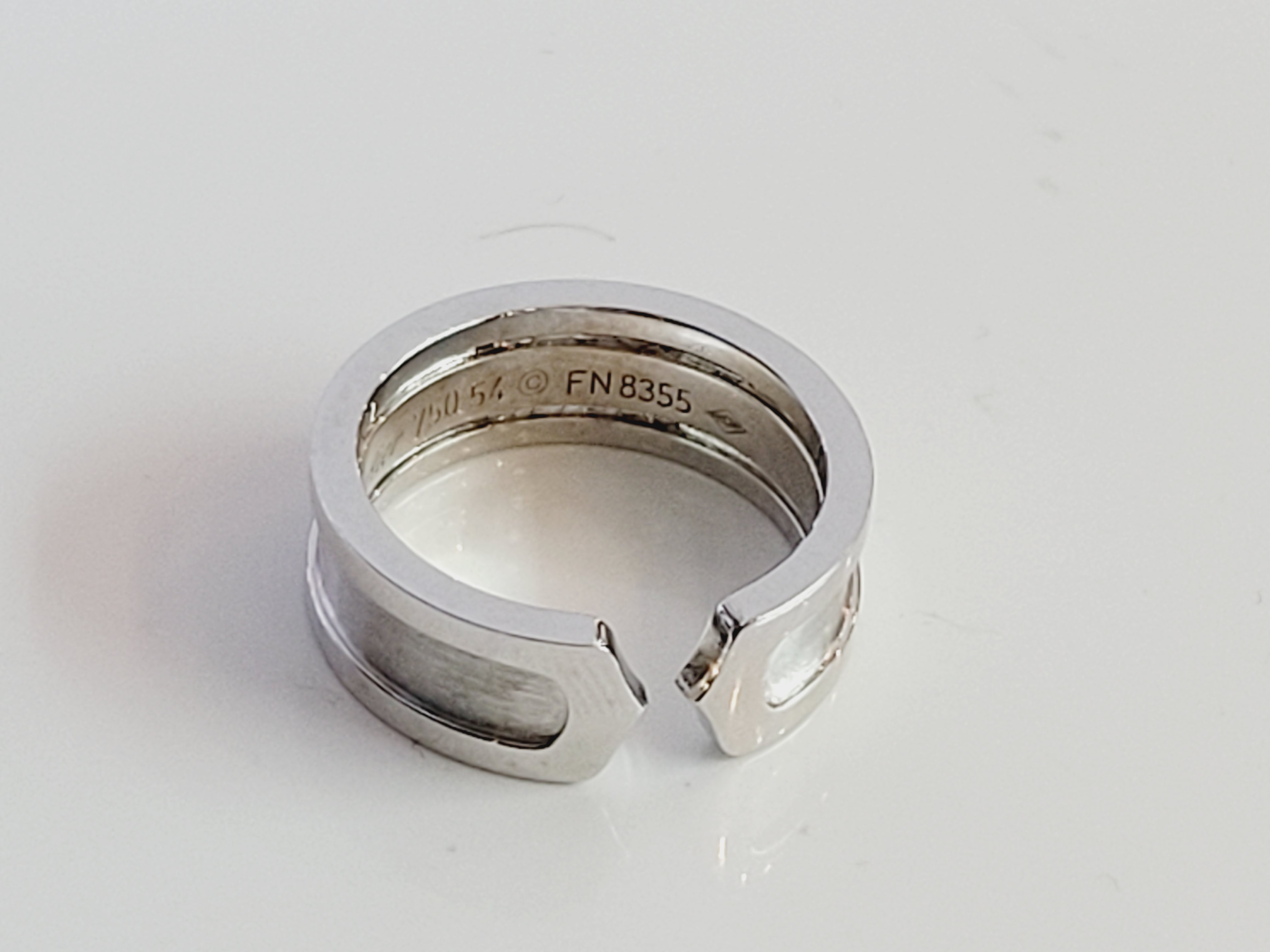 Cartier 18k White Gold Double C Wedding Band Ring Size