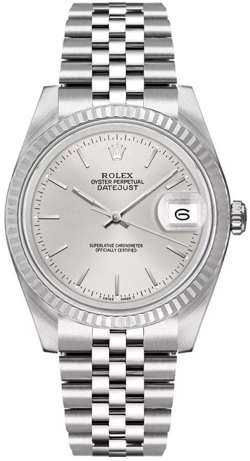 Rolex Datejust 36 Silver Index Dial Fluted Bezel Automatic Watch