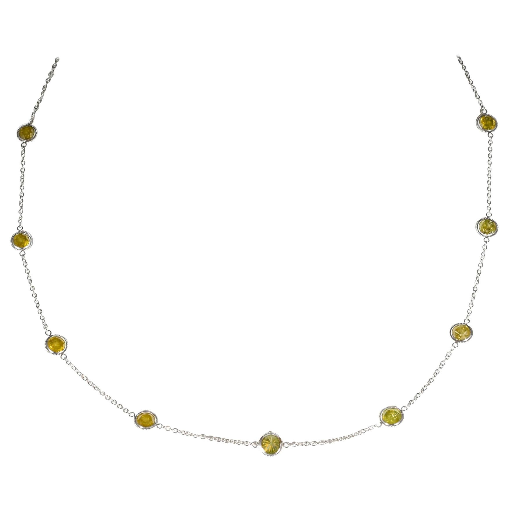 3.65 Carat Treated Yellow Diamond Necklace
