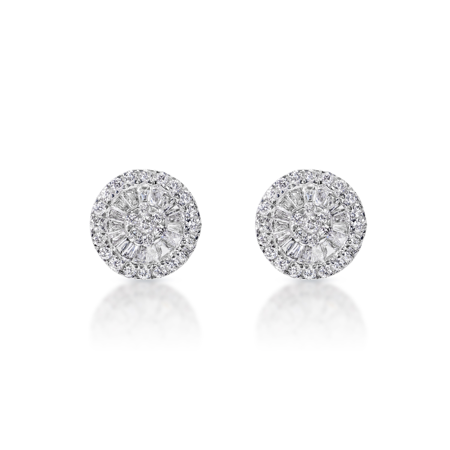 Maeve 1.25 Carat Pizza Wheel Baguette Diamond Stud Earrings in 14k White Gold