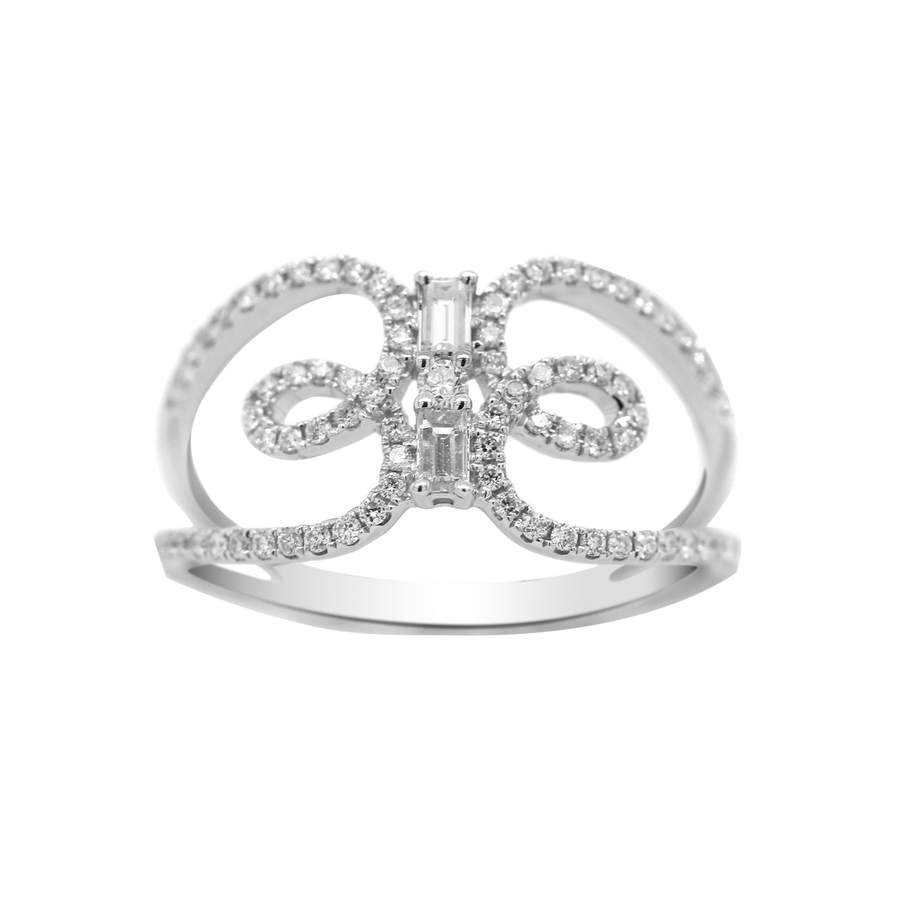 18k White Gold Diamond Swirl Ring