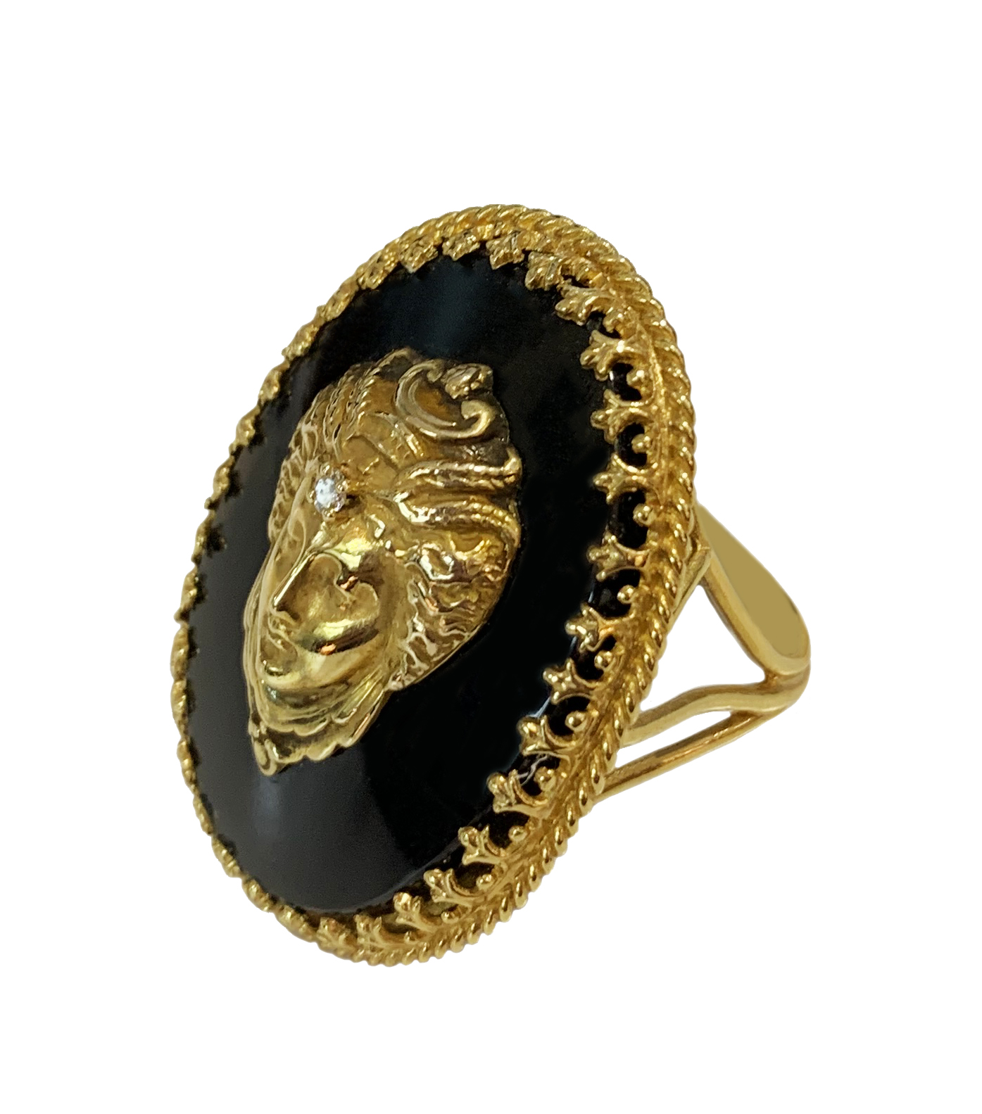 Black on Yellow Gold Head Ring