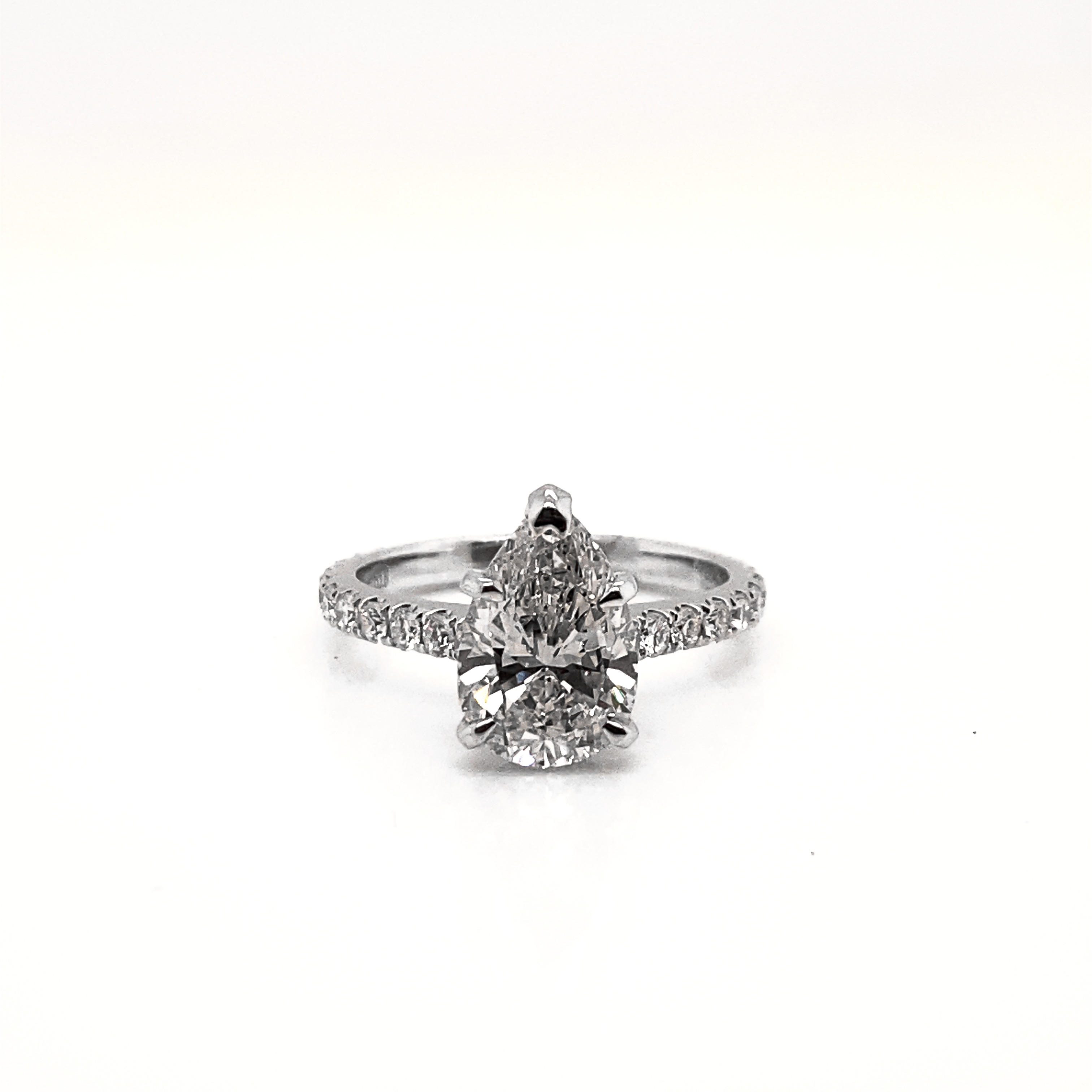 3 Carat Pear Shaped Lab Grown Diamond Engagement Ring IGI Certified