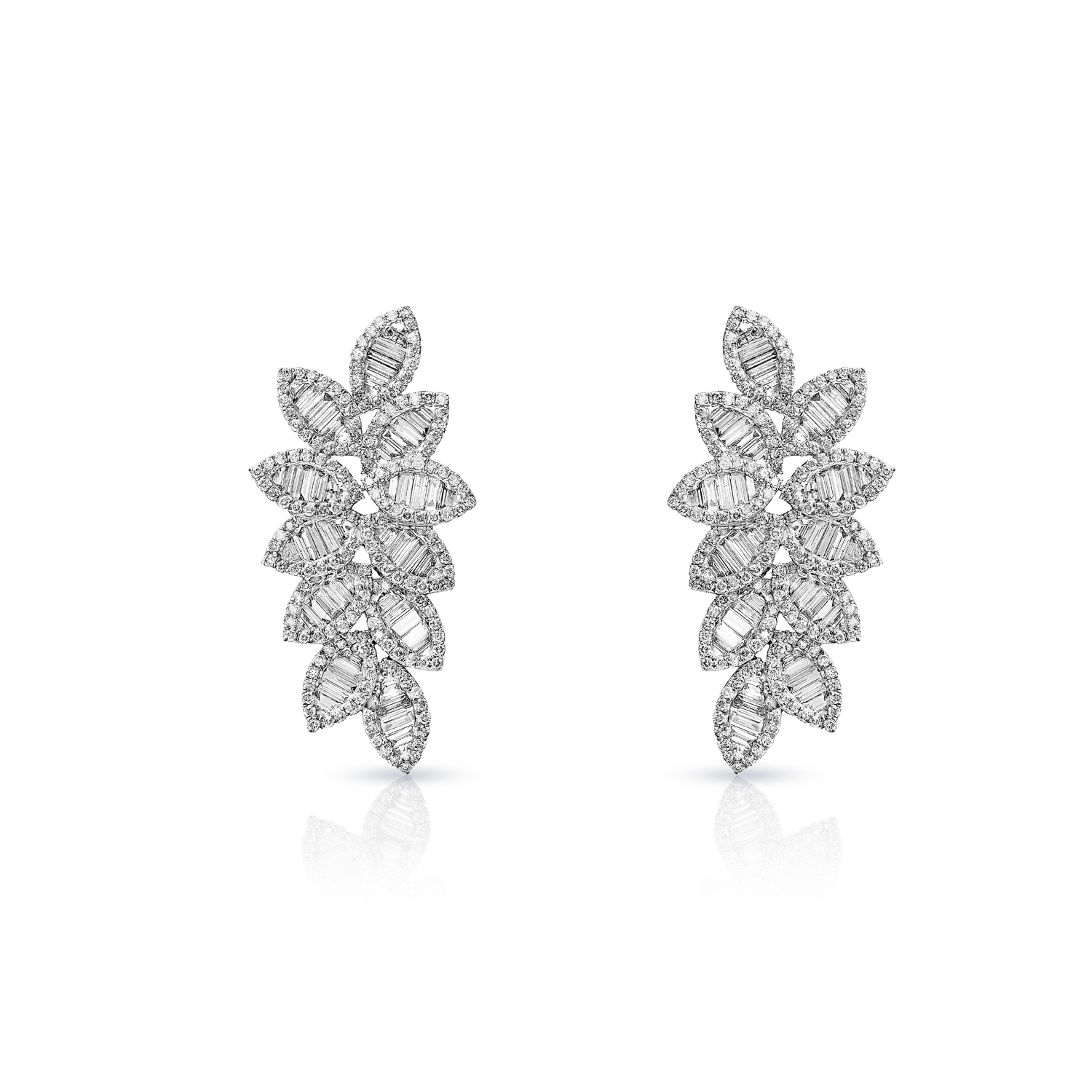 Vivian Carat Combine Mixed Shape Diamond Chandelier Earrings for Ladies in 14kt White Gold