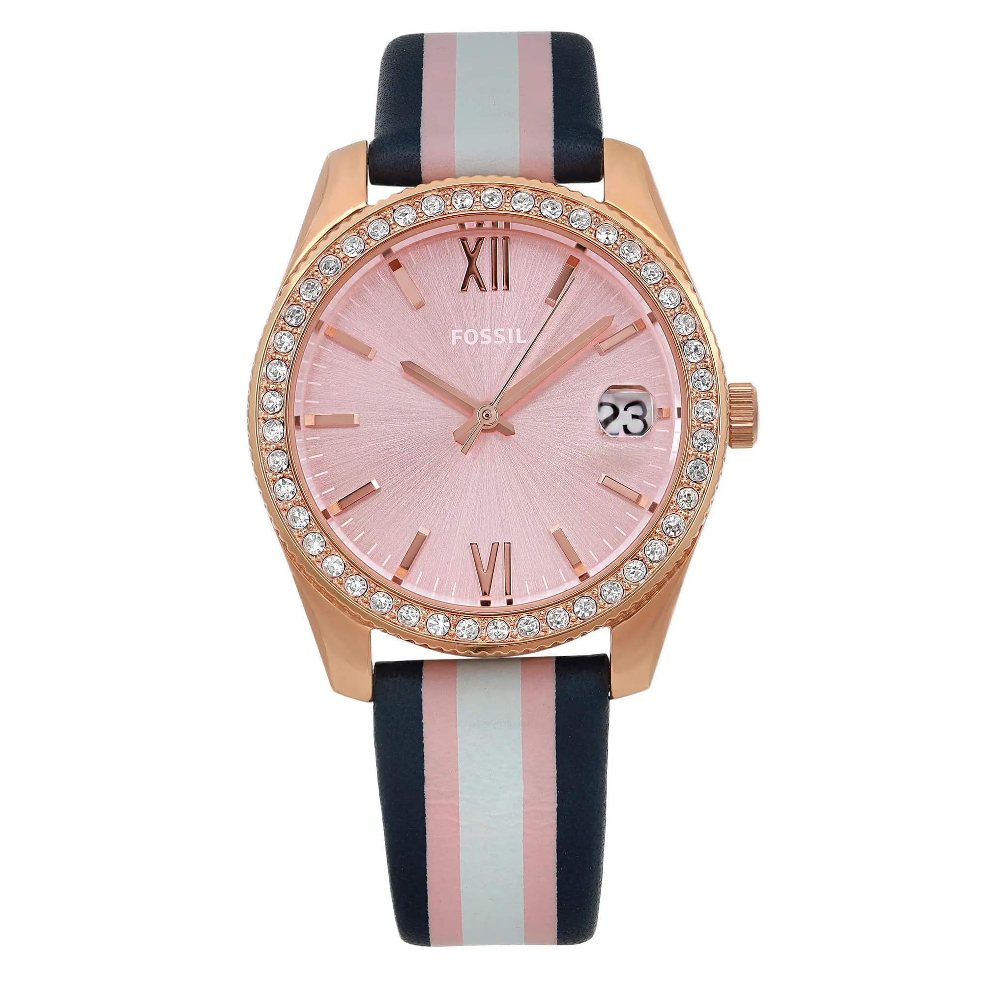 Fossil Scarlette Mini 32mm Steel Crystal Pink Dial Ladies Quartz Watch