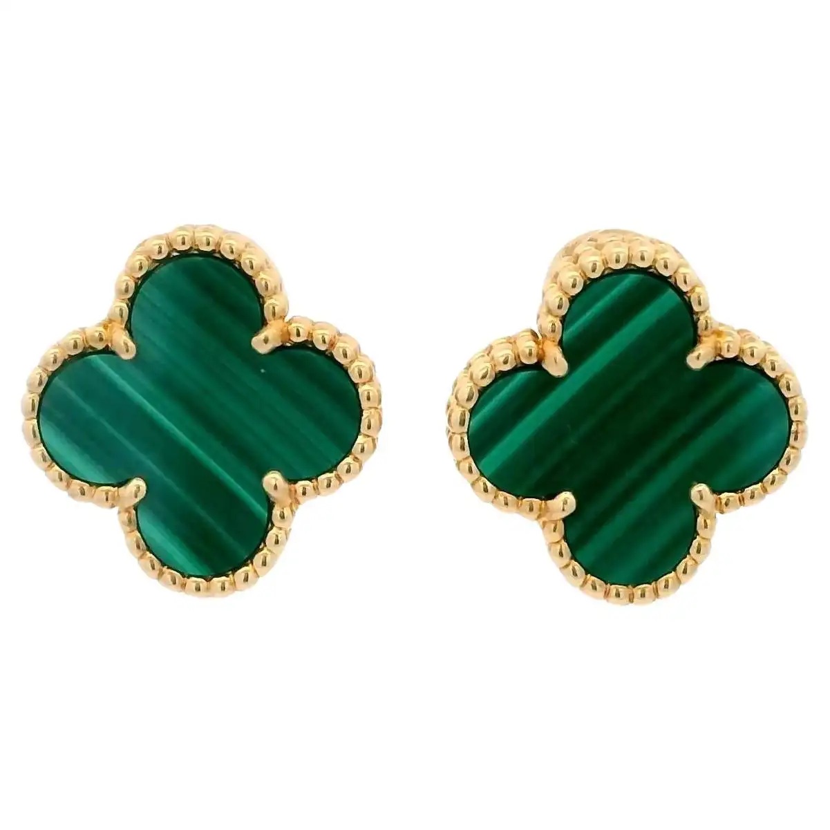 Pre-Owned Van Cleef & Arpels Vintage Alhambra Malachite Earrings