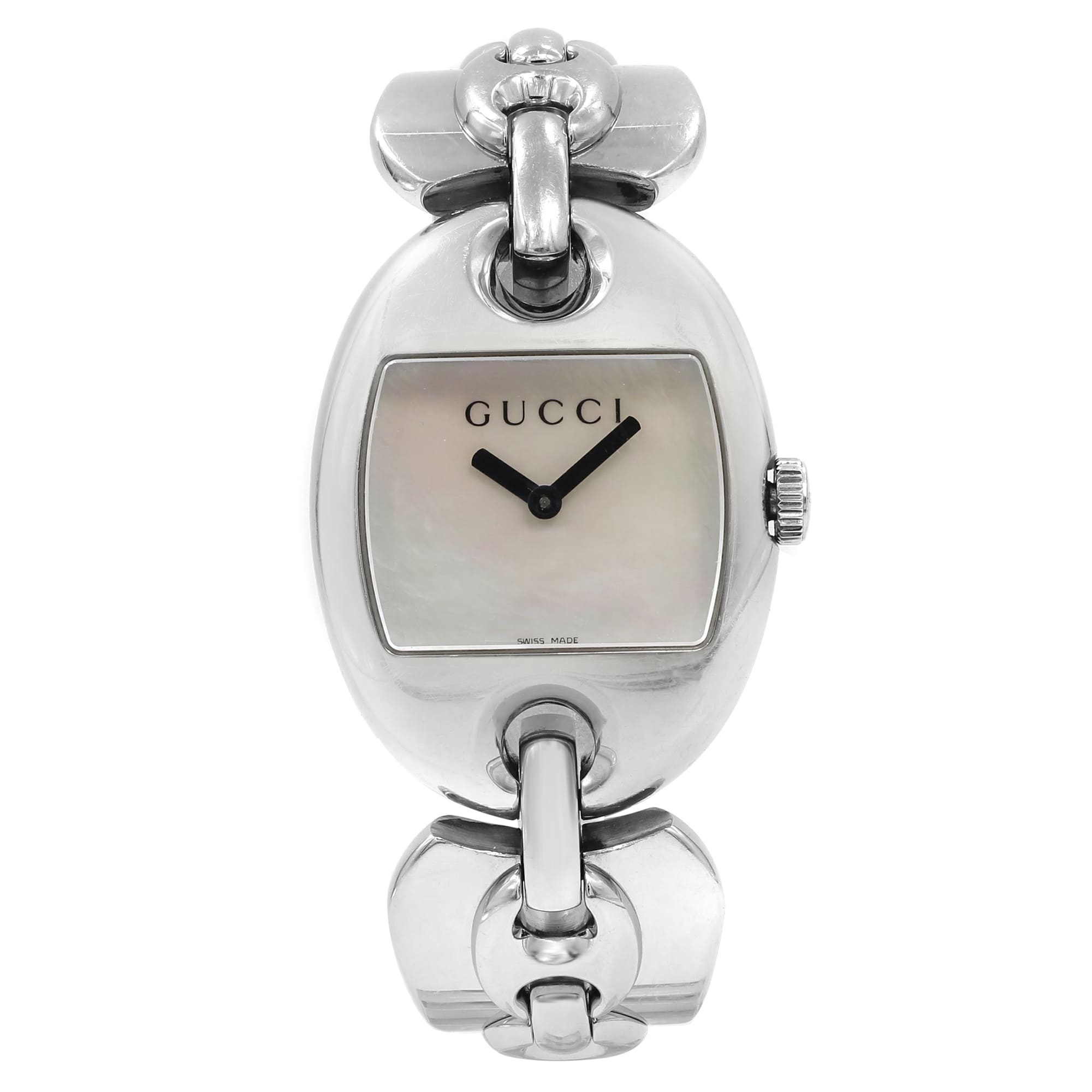 Gucci 121 Marina Chain MOP Dial Steel Quartz Ladies Watch 
