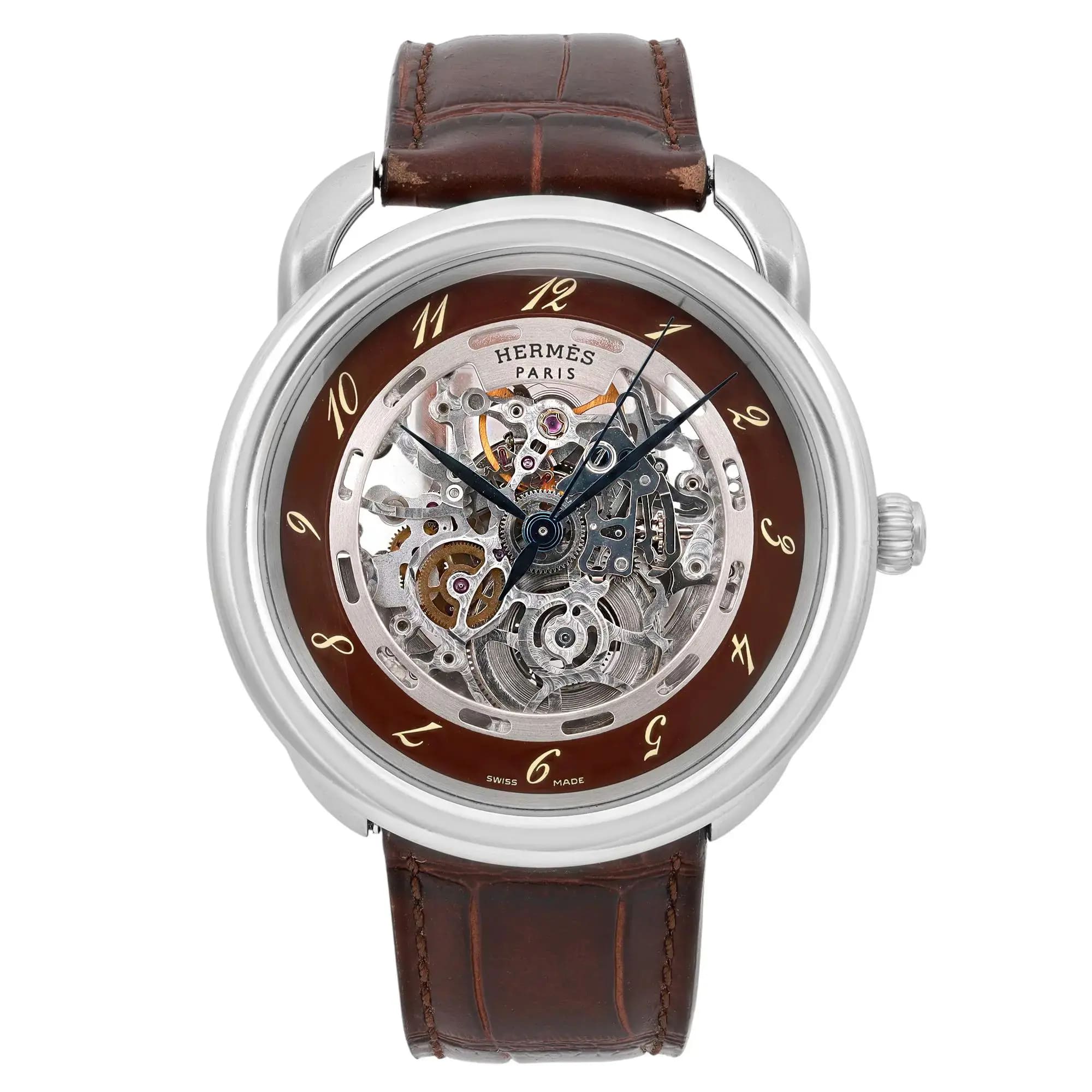 Hermes Arceau Squelette 41MM Stainless Steel Skeleton Dial Men Watch