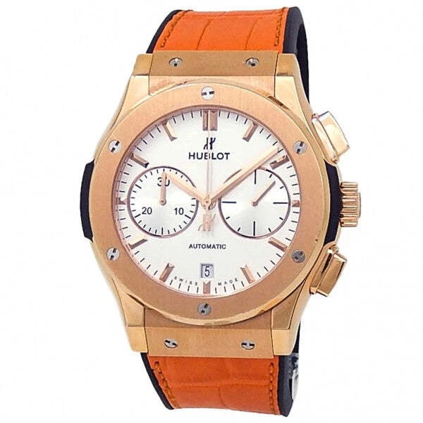 Hublot Classic Fusion 18k King Gold Leather Auto Silver Watch 521.OX.2611.LR