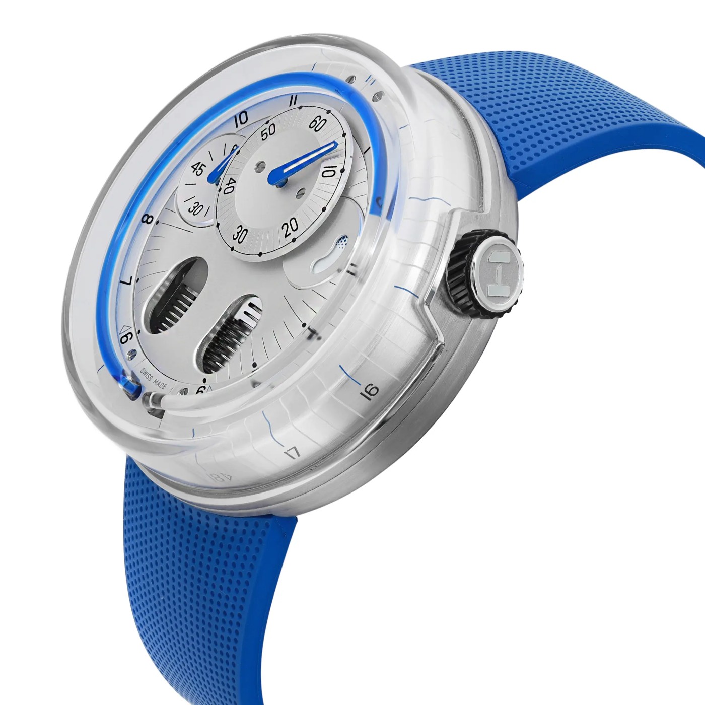 HYT H0 48.8mm Steel Silver Dial Manual Wind Men Watch